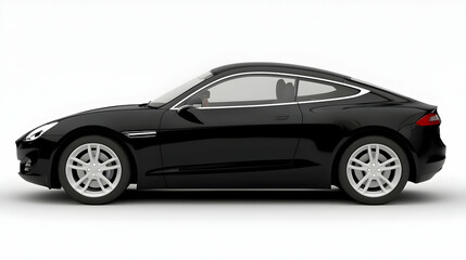 Obraz premium Sleek black coupe, side view, studio shot, white background, automotive advertising