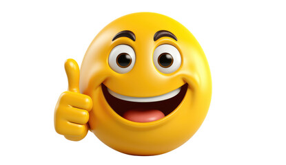 emoji smiling and giving a thumbs up isolated on transparent white background, clipping path