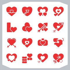 Love and Romance Icons Beautiful Heart Silhouettes in Vector Format