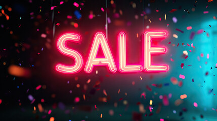 Exciting and Vibrant Sale Announcement Kicking Off with Colorful Confetti Everywhere