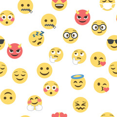 Seamless pattern of emoticons and emoji, emoji vector illustration, emoji background for social network.