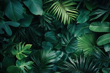 Lush Tropical Leaves Background Green Nature Wallpaper