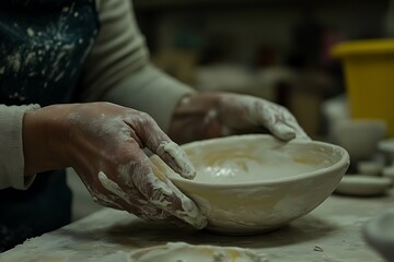 Fototapeta premium Artisan Hands Shaping a Beautiful Bowl