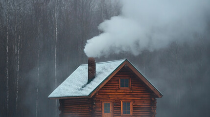 Experience a Cozy Cabin Nestled in a Winter Wonderland, Complete with a Smoky Chimney