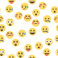 Seamless pattern of emoticons and emoji, emoji vector illustration, emoji background for social network.