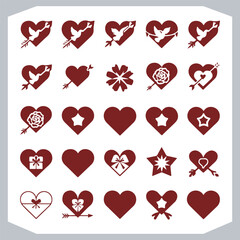 Heart Vector Icon Collection Silhouette Designs for Love and Romance