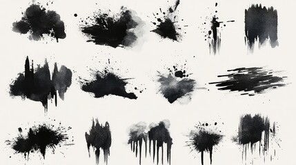 Collection of Rich Black Watercolor Splash Brushes