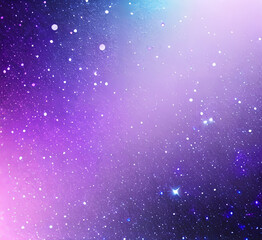 Fototapeta premium Night cloudy sky. Purple and blue abstract space with stars and sparkles. Cute dreamy wallpaper with magic light. Dark evening heaven landscape.gradient sunrise with twilight calm dusk.generative ai