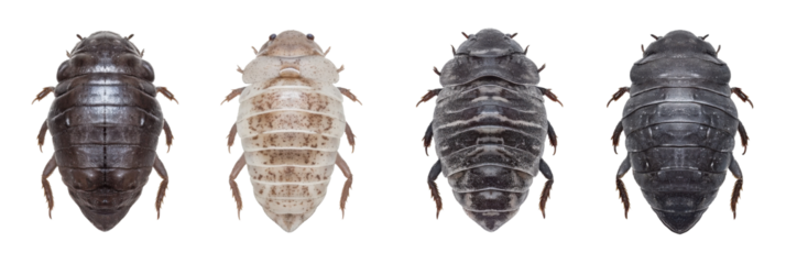 Diverse louse morphology: variation in four lice specimens png