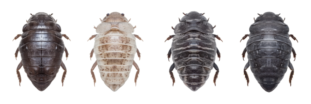 Diverse louse morphology: variation in four lice specimens png