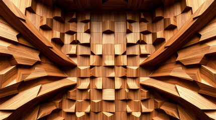The flowing shapes of wood and design create a stunning aesthetic experience. Wood panels