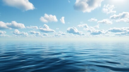 Obraz premium A serene ocean view under a clear blue sky with fluffy clouds.
