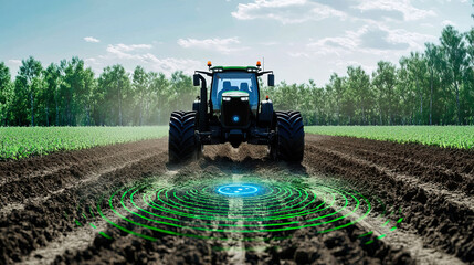 Fototapeta premium Explore advancements in Precision Agriculture with Tractor Technology that boosts productivity