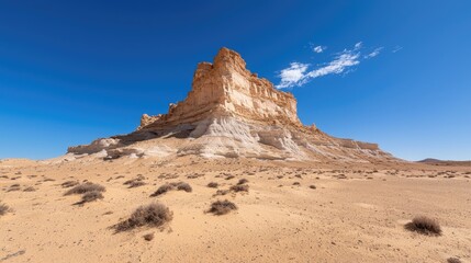 Fototapeta premium Desert sandstone formation under clear sky, used for travel brochures