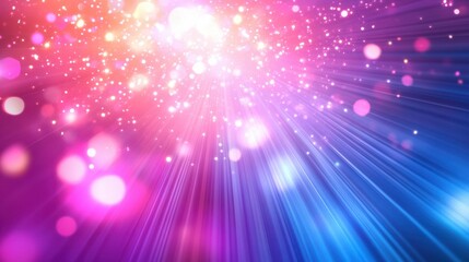 Colorful Abstract Background with Light Rays and Sparkling Particles