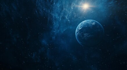 Obraz premium Stunning Earth and Sun in Space Nebula Wallpaper