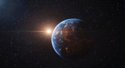 Naklejka premium Stunning Earth Sunrise Space View Planet Photo
