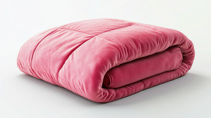 Soft Quilted Pink Blanket Folded Neatly on a Light Background
