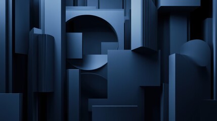 Fototapeta premium Abstract Dark Blue Geometric Shapes in Modern Minimalist Design