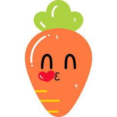 Carrot Blowing Kiss Face Cartoon