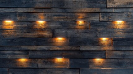 Naklejka premium Modern Wooden Wall with Warm Lighting for Interior Design Inspiration