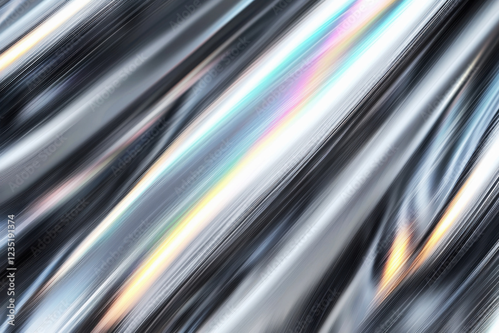 Poster detailed titanium surface texture with smooth gray tones and subtle rainbow-like reflections creatin