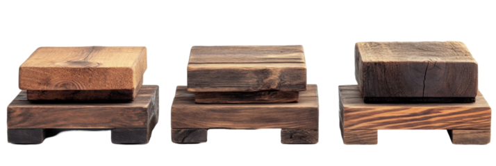 Rustikales Holzplattformset mit unterschiedlichen Texturen und Größen png