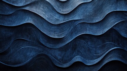 Obraz premium Abstract Textured Waves in Deep Blue Tones for Creative Use