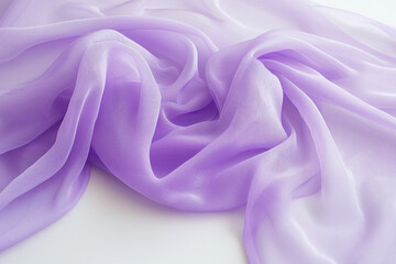 Obraz premium Delicate pastel lavender chiffon fabric with subtle folds and sheer transparency
