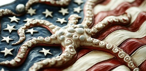 Patriotic Starfish on American Flag