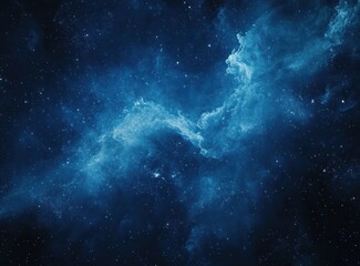 Fototapeta premium Cosmic nebula with blue gaseous clouds and stars.
