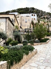 The charming vernacular architecture of Dhermi village on the Albanian Riviera, with traditional...