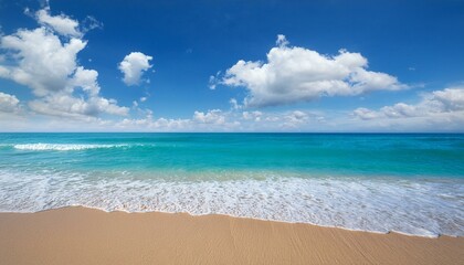 Fototapeta premium stunning seaside on blue sea historical past with blue sky and white clouds banner summer time vocation excursion