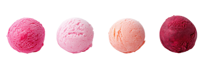 Bunte Kugeln Eis in Pink und Rot auf transparentem Hintergrund png