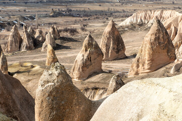 Rock formations of the Red Valley (Valley of Roses), Cappadocia, Turkey 