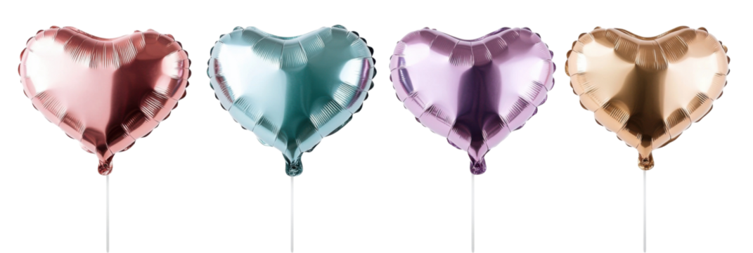 Bunte herzförmige Luftballons in Metallic-Farben für Feierlichkeiten png