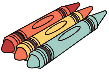 Colorful wax crayons, vibrant hues, red orange yellow teal, sharp points, lined up, close-up photography, white background, art supplies, children's drawing tools, simple composition, macro shot, smoo