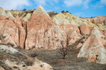 Rock formations of the Red Valley (Valley of Roses), Cappadocia, Turkey 