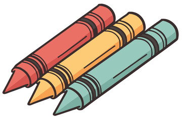 Colorful wax crayons, vibrant hues, red orange yellow teal, sharp points, lined up, close-up photography, white background, art supplies, children's drawing tools, simple composition, macro shot, smoo