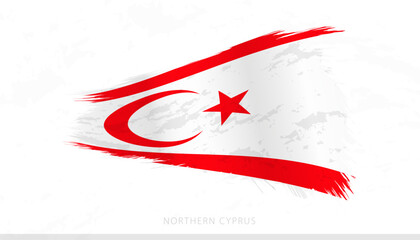 Northern Cyprus National Flag with Textured Brush Strokes.