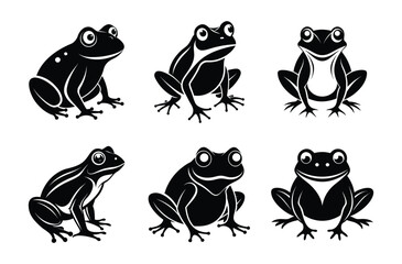Frog Silhouette Isolated on a White Background, Illustration and Design