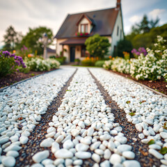 White Pebbles Lead the Way to a Charming Home	