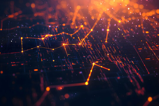 Vibrant scatter plot with glowing points and bold lines