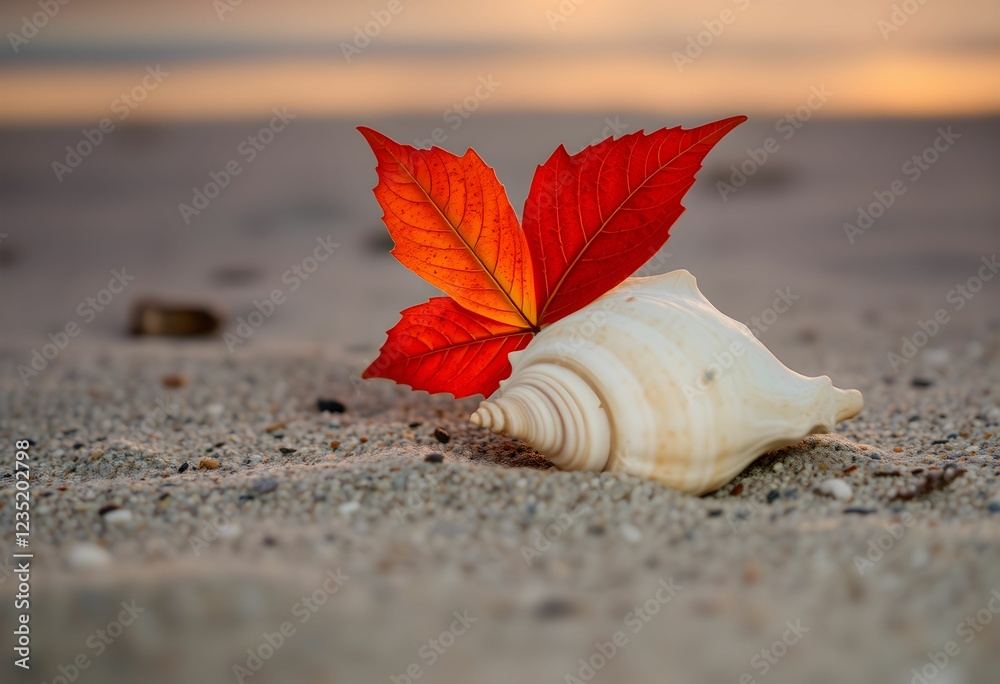 Wall mural shell on the sand