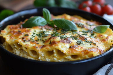 lasagna with tomato and basil