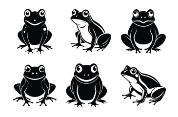 Frog Silhouette Isolated on a White Background, Illustration and Design