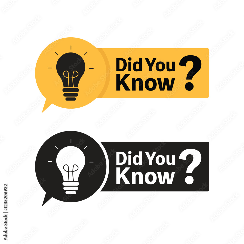 Fototapete Did You Know? And Speech Bubble Icon Vector Design.