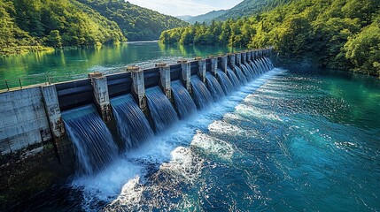 Majestic Dam and River: A Symphony of Water and Nature