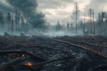 Wildfire Devastation and Climate Action: Destruction from Forest Fires Emphasizing the Need for Sustainable Practices and Environmental Protection