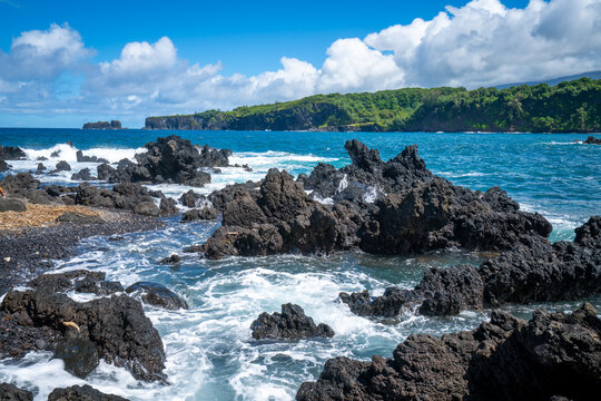 Rocky coast on the Road to Hana Hawaii Maui